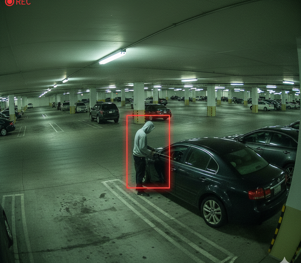 AI security detection in parking garage